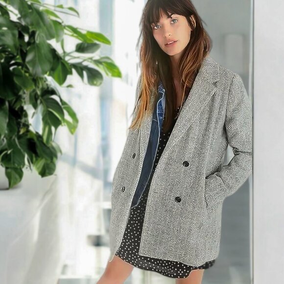 MadeWell Item G9145 Herringbone Blazer Coat - Picture 1 of 12